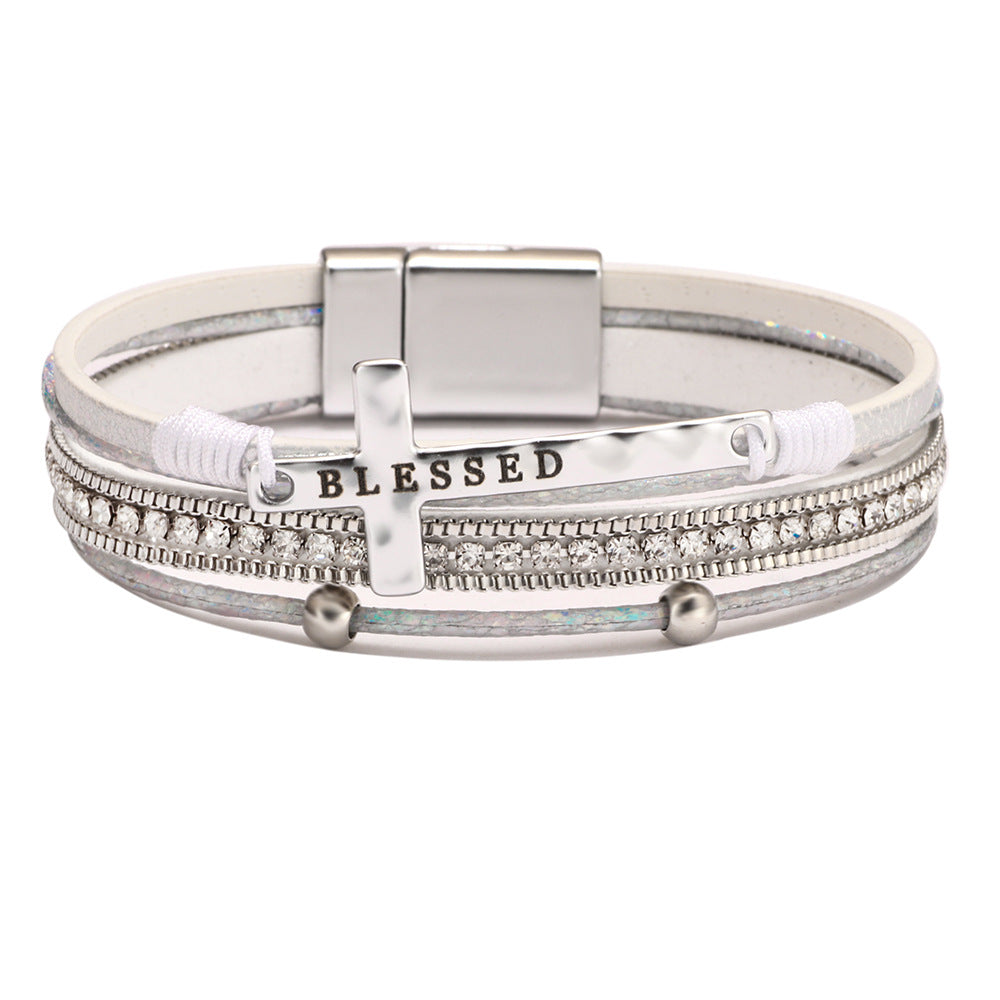 Wholesale Bohemian Cross Micro Diamond Magnetic Bracelet